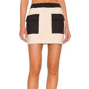 Hansen + Gretel Bryce Cargo Pocket Mini Skirt Black and Ecru Cream Size Small